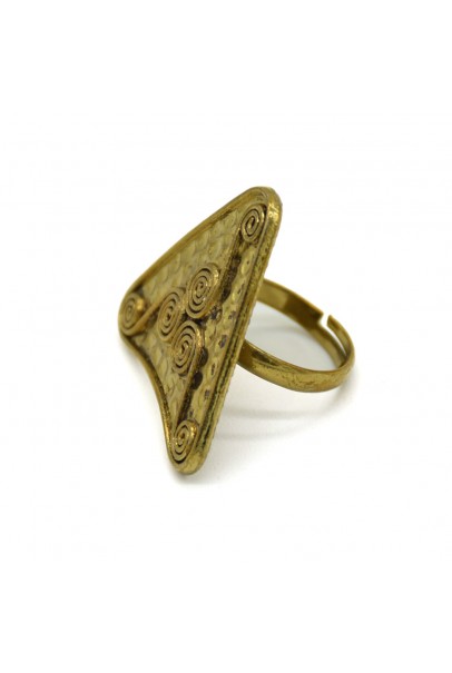 Hammered Triangle Brass Gold Plated Finger Ring